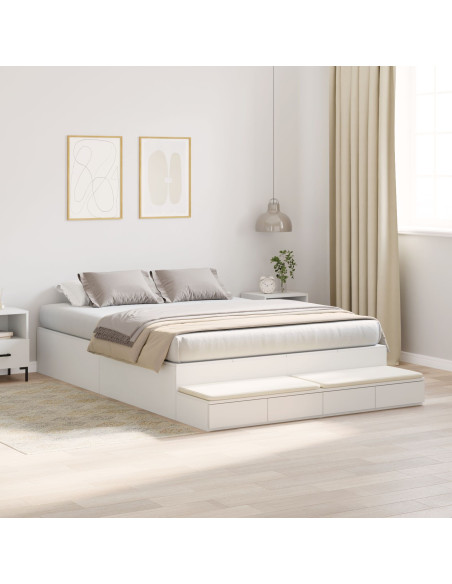 Struttura letto con contenitore Bianco 140 cm Legno multistrato