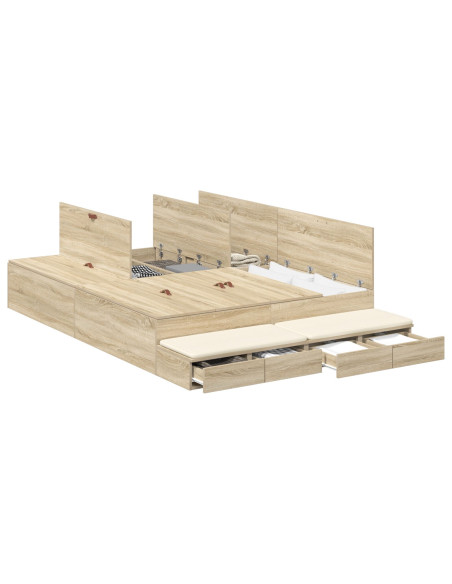 Struttura letto con contenitore Rovere Sonoma 140 cm
