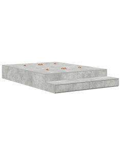 Struttura letto con contenitore Grigio cemento 140 cm 2