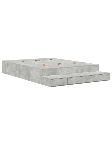 Struttura Letto  Grigio Cemento Legno Ingegnerizzato 140 x 190 cm