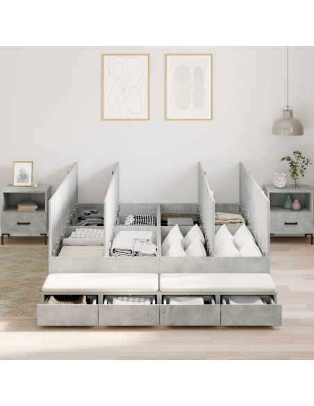 Struttura Letto  Grigio Cemento Legno Ingegnerizzato 140 x 190 cm
