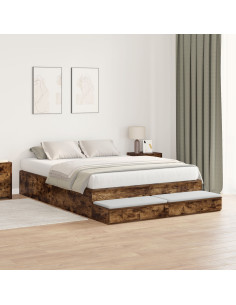 Struttura letto con contenitore con cassetto Rovere fumé 140 cm 2
