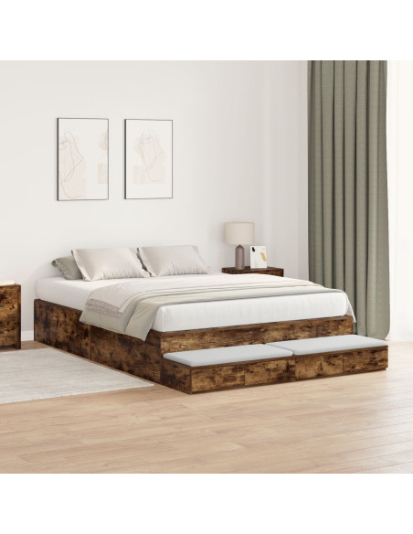 Letto con contenitore  Rovere affumicato Legno ingegnerizzato