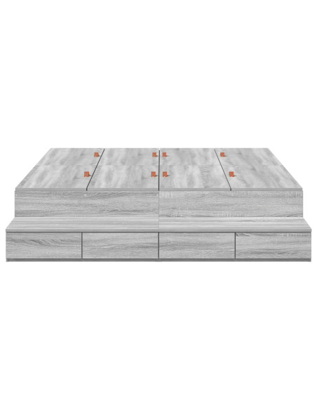 Struttura letto con contenitore  Grigia sonoma Legno ingegnerizzato