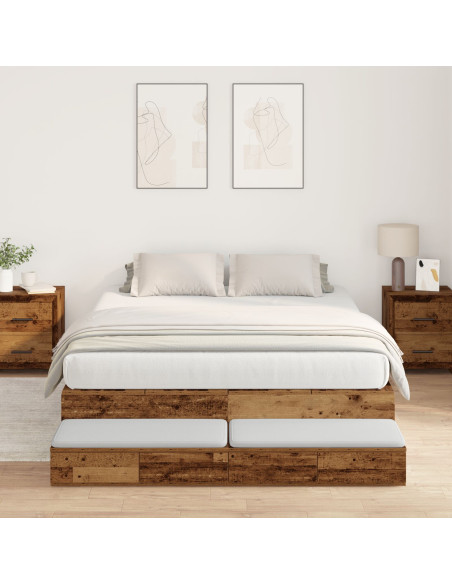 Struttura Letto Contenitore Legno Vecchio Legno Massello