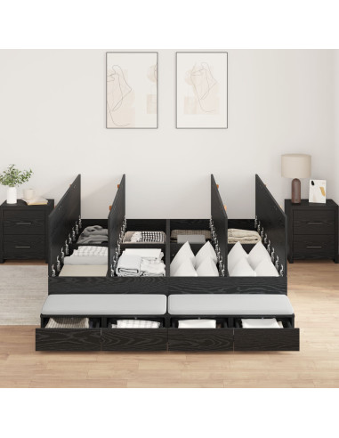 Struttura letto con contenitore con cassetto Rovere Nero 135 cm