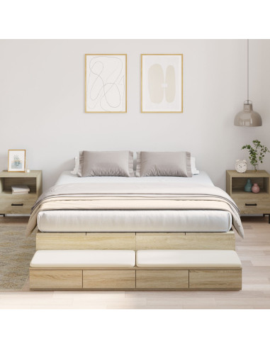 Struttura letto con contenitore Rovere Sonoma 135 cm