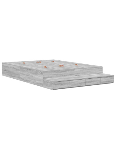 Struttura letto con contenitore Grigio Sonoma 135 cm