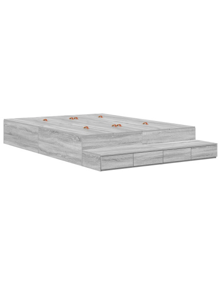 Struttura Letto con Contenitore  Grigio Legno ingegnerizzato
