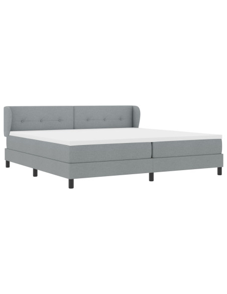 Letto Box Spring con Materasso Grigio Chiaro 200x200 cm in Tessuto