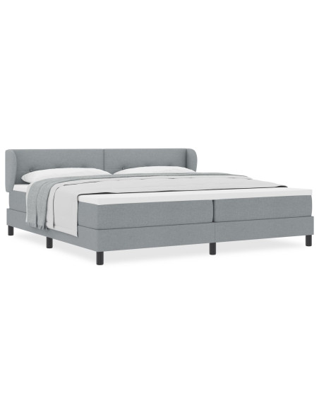 Letto Box Spring con Materasso Grigio Chiaro 200x200 cm in Tessuto