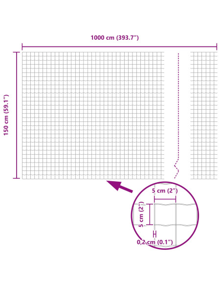 Recinzione con Posto Verde 1,5 x 10 m Acciaio e PVC