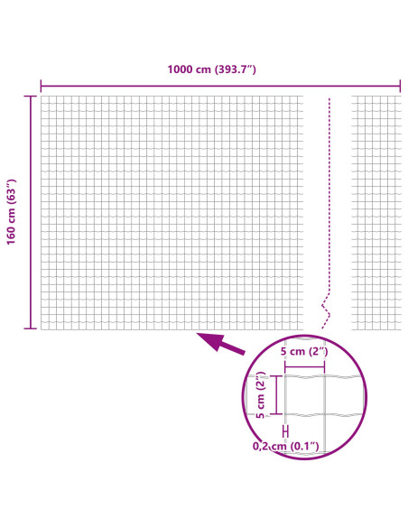 Recinzione Euro  con 5 Pali U Verde 1.6x10 m Acciaio
