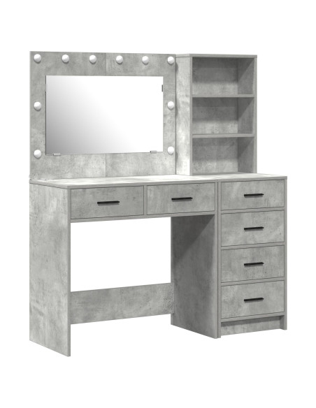 Set di Toeletta a 2 Pezzi con LED in Legno Ingegnerizzato Grigio
