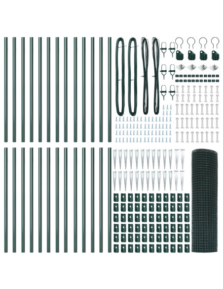 Recinzione Filo Saldato  con 13 Picchetti Verdi 1x50 m Acciaio