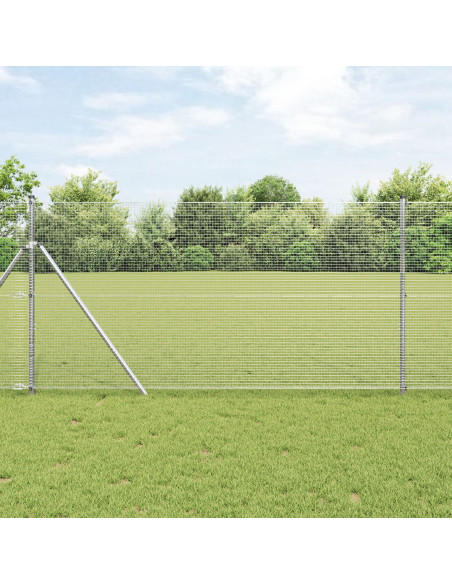 Recinzione in Filo Saldato  con 7 Pali 1.4x10 m in Acciaio Zincato