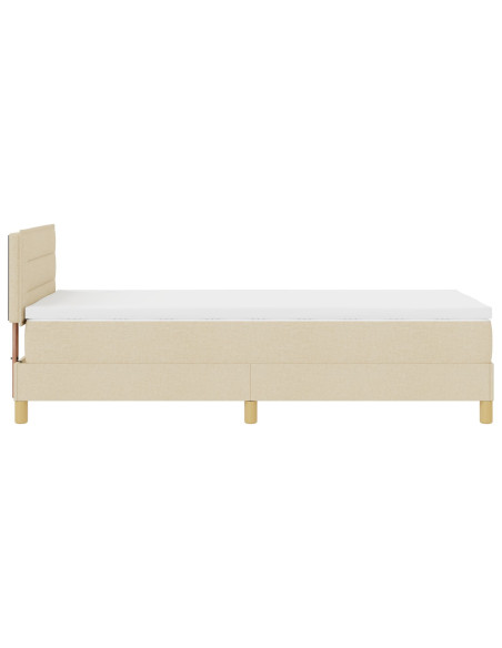 Letto Box Spring con Materasso Panna 100x200 cm Tessuto