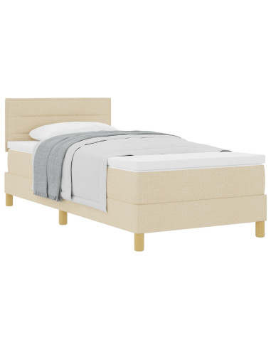 Letto a molle con materasso Crema 100 x 200 cm Tessuto