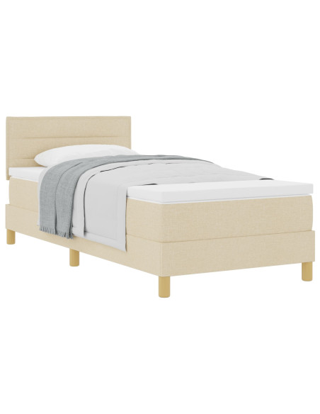 Letto Box Spring con Materasso Panna 100x200 cm Tessuto