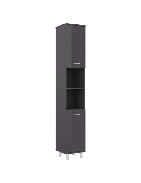Mobile da Bagno Grigio Lucido 30x30x179 cm in Legno Multistrato