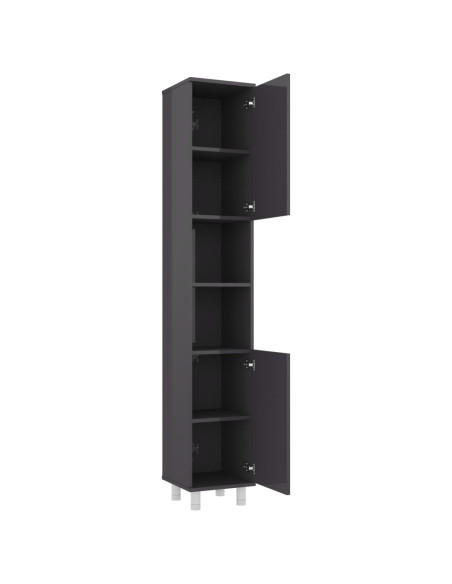 Mobile da Bagno Grigio Lucido 30x30x179 cm in Legno Multistrato