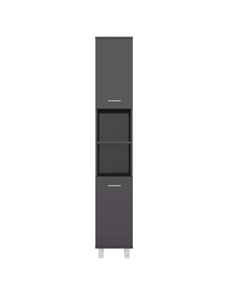 Mobile da Bagno Grigio Lucido 30x30x179 cm in Legno Multistrato