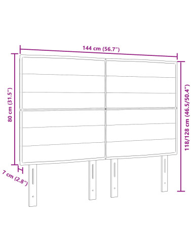 Testiera con testiera Grigio scuro 144 cm Pelle Sintetica