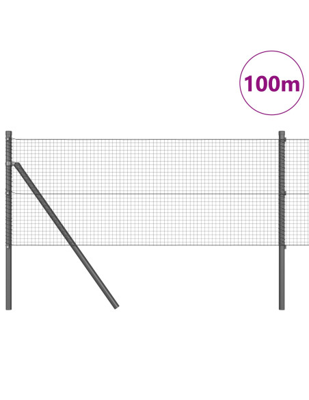 Recinzione in rete saldata  con 13 pali Grigio 0.5x100 m Acciaio