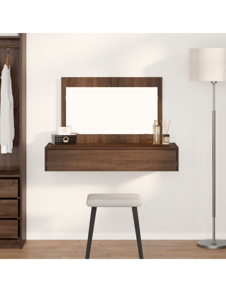 Tavolo da trucco da parete Marrone Rovere 100x40x70 cm
