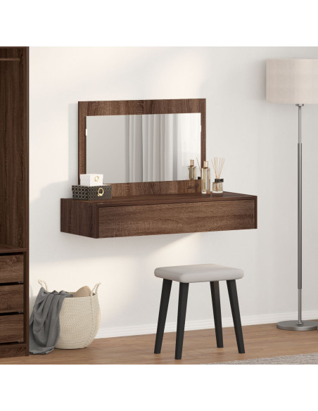 Tavolo da trucco da parete Marrone Rovere 100x40x70 cm