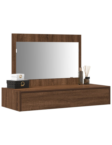Tavolo da trucco da parete Marrone Rovere 100x40x70 cm