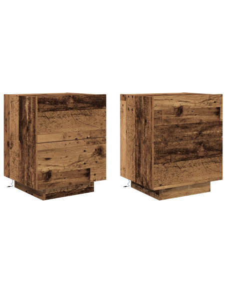 Comodini con luci a LED 2 pcs Legno vecchio 45x40x55 cm