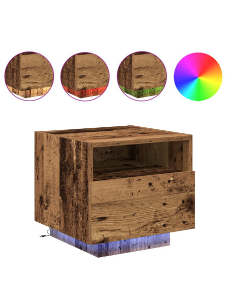 Comodini con Luci LED 2 pcs Legno Vecchio 40x39x37 cm