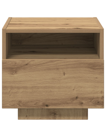 Comodino  con luci LED Rovere artigianale 40x39x37 cm