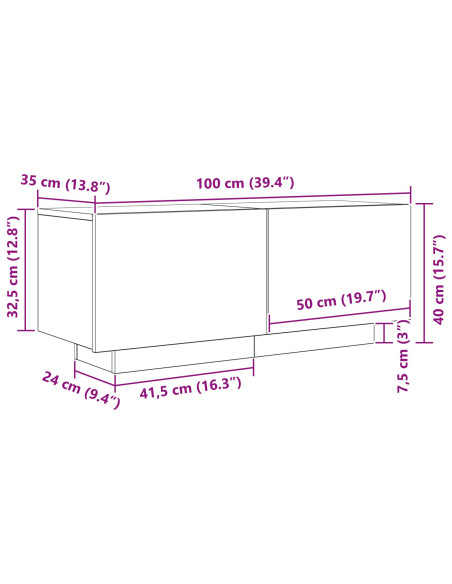 Mobile TV Rovere Nero 100 x 35 x 40 cm Legno multistrato