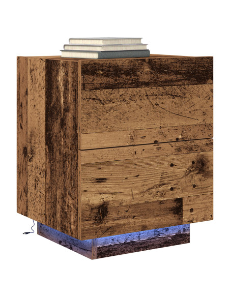 Comodino  con luci LED Legno Vecchio 45x40x55 cm