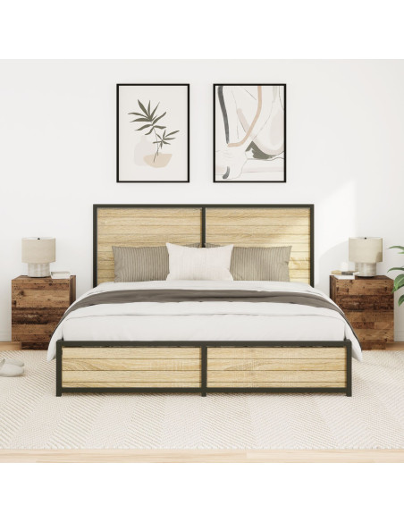 Comodini con luci a LED 2 pcs Legno vecchio 45x40x55 cm