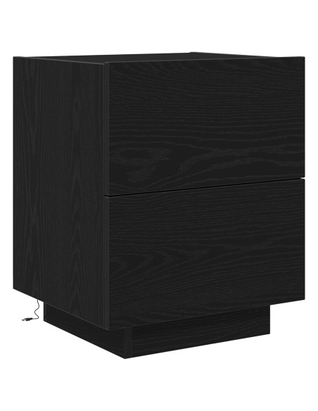 Comodino  con luci LED Nero Rovere 45x40x55 cm
