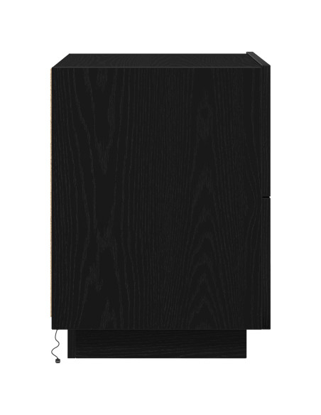 Comodino  con luci LED Nero Rovere 45x40x55 cm