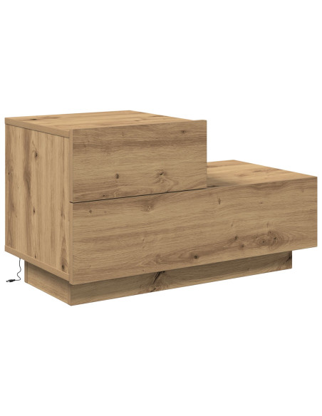 Comodino  con luci LED Rovere Artigianale 100x36x49 cm