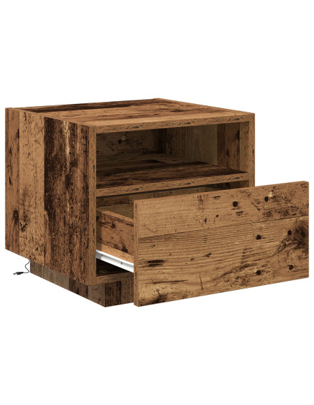Comodino  con luci LED in legno vecchio 40x39x37 cm