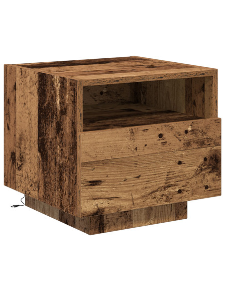 Comodino  con luci LED in legno vecchio 40x39x37 cm