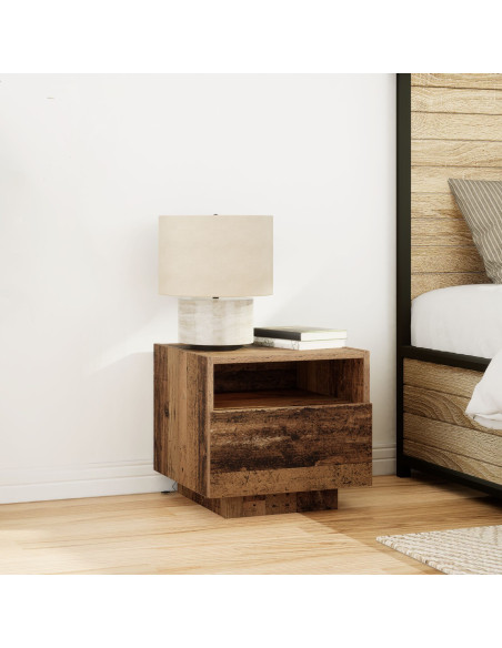 Comodini con Luci LED 2 pcs Legno Vecchio 40x39x37 cm