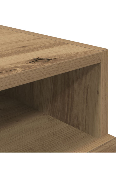 Comodino  con luci LED Rovere artigianale 40x39x37 cm