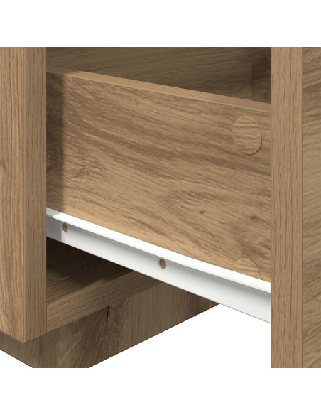 Comodino  con luci LED Rovere artigianale 40x39x37 cm