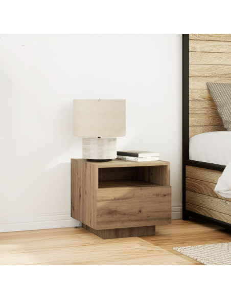 Comodini con Luci LED 2 pz Rovere Artigianale 40x39x37 cm