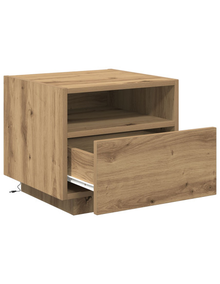 Comodini con Luci LED 2 pz Rovere Artigianale 40x39x37 cm
