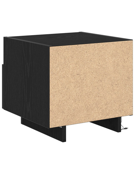Comodino  con luci LED Nero Rovere 40x39x37 cm