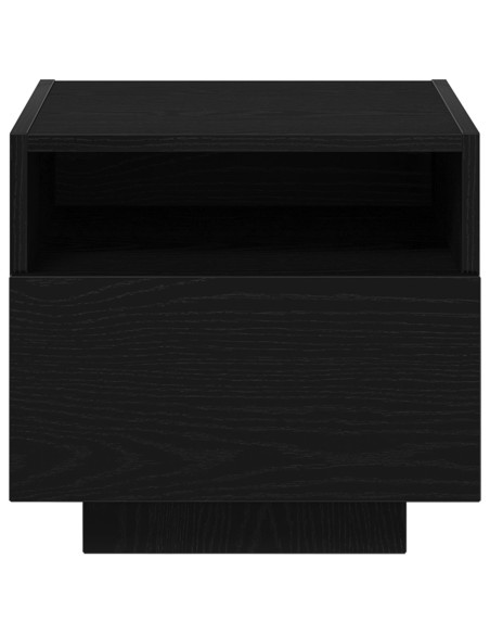 Comodino  con luci LED Nero Rovere 40x39x37 cm
