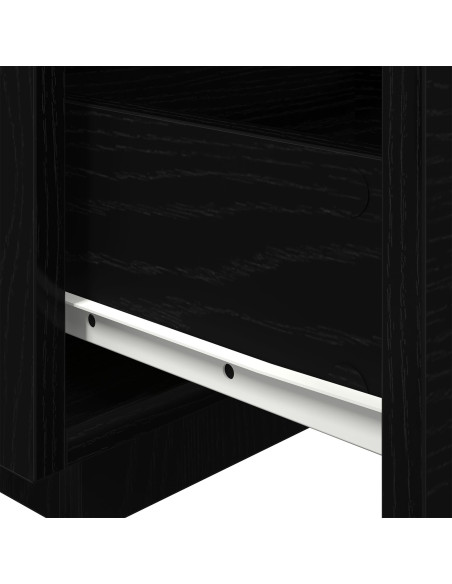Comodino  con luci LED Nero Rovere 40x39x37 cm